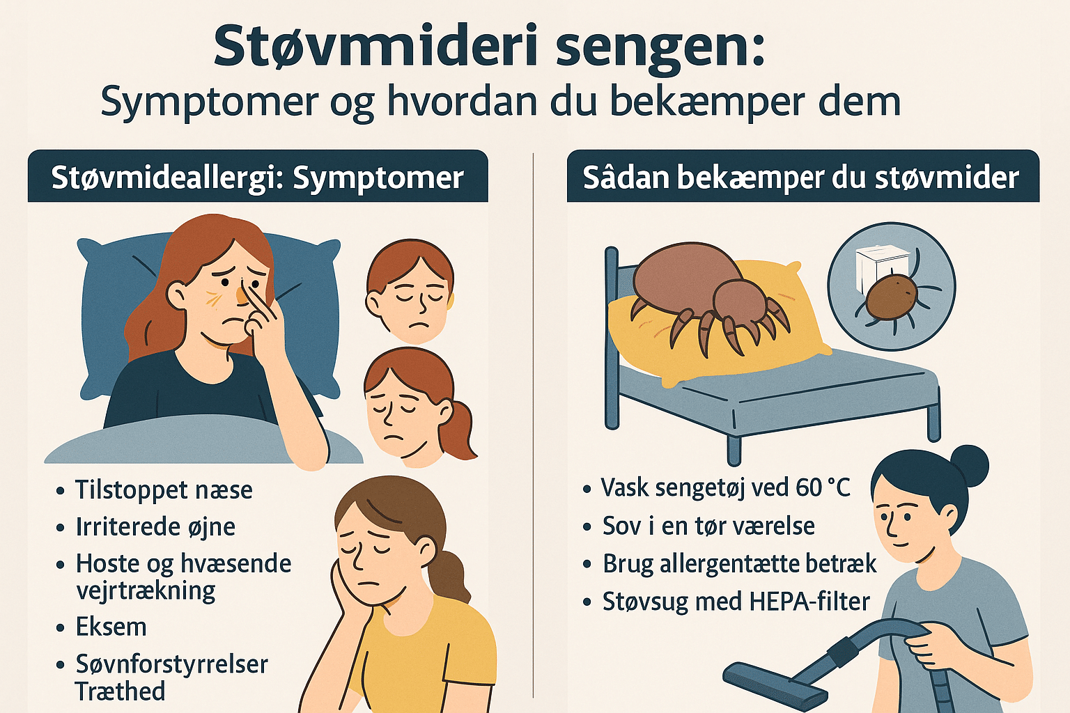 Sådan bekæmper du støvmider i sengen